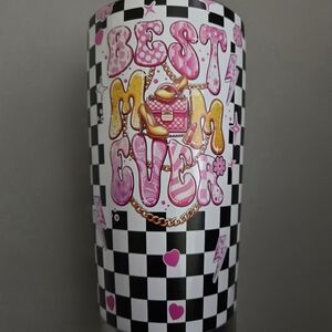 Checkered 'Best Mom Ever' Tumbler